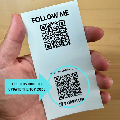 Programmable QR "Follow Me" Stickers - Updateable & Customizable Waterproof Vinyl Sticker Labels for Multi-purpose Use - Singles