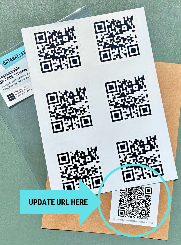 Programmable QR Stickers - Updateable & Customizable Waterproof Vinyl Sticker Labels for Multi-purpose Use - Pack of 6