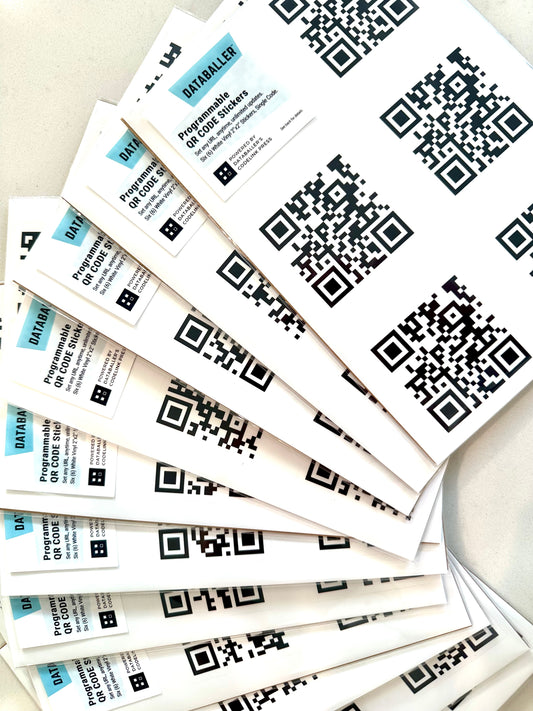 Programmable QR Stickers - Updateable & Customizable Waterproof Vinyl Sticker Labels for Multi-purpose Use - Pack of 6